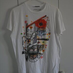 Dior graphic white short sleeve tee shirt, AW 2015, XL, made in Italy